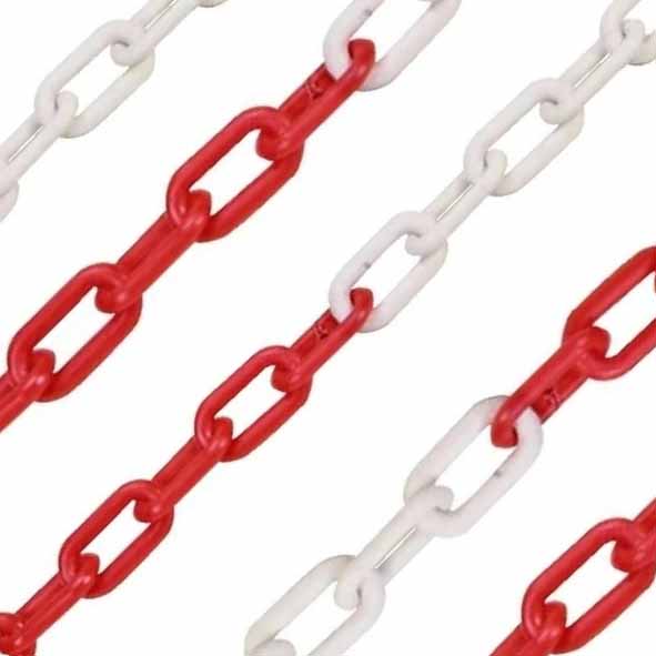 Plastik Zincir 10 Metre (8 mm Kalınlık) Kırmızı Beyaz